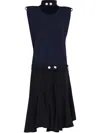Gloria Coelho Two-tone Belted Dress In Black