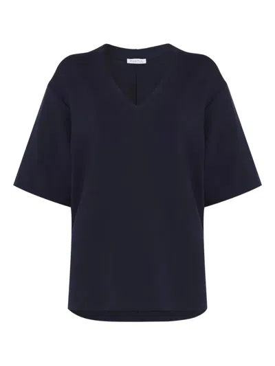 Gloria Coelho V-neck Short-sleeve Top In Blue