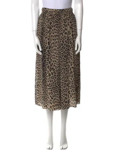 Pre-owned Gloria Sachs Animal Print Midi Length Skirt In Brown