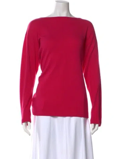 Pre-owned Gloria Sachs Cashmere Bateau Neckline Sweater In Pink