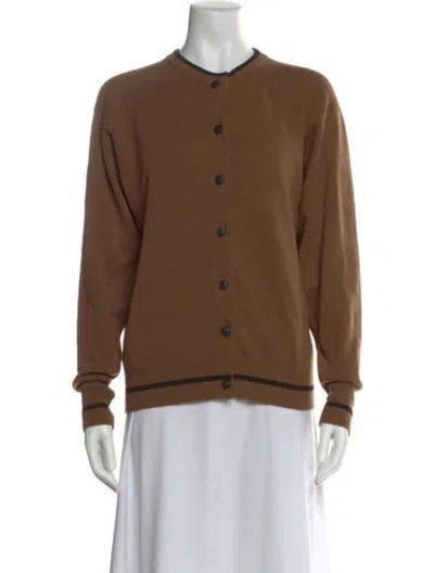 Pre-owned Gloria Sachs Cashmere Crew Neck Sweater In Brown
