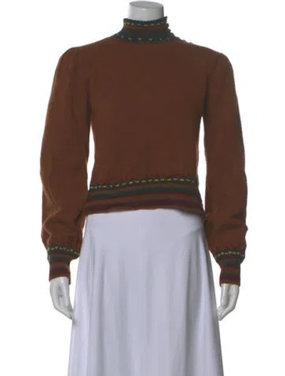 Pre-owned Gloria Sachs Cashmere Mock Neck Sweater In Brown
