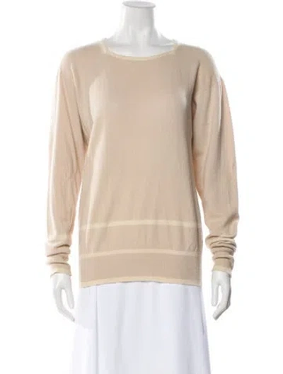 Pre-owned Gloria Sachs Cashmere Scoop Neck Sweater In Neutral