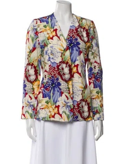 Pre-owned Gloria Sachs Floral Print Blazer