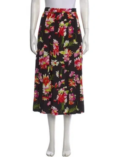 Pre-owned Gloria Sachs Floral Print Midi Length Skirt In Black