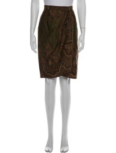 Pre-owned Gloria Sachs Paisley Print Knee-length Skirt In Green