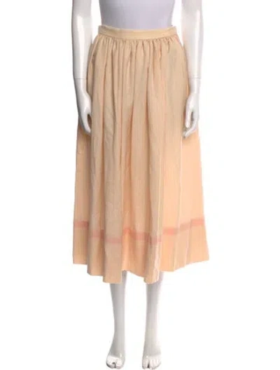 Pre-owned Gloria Sachs Pleated Accents Midi Length Skirt In Neutral