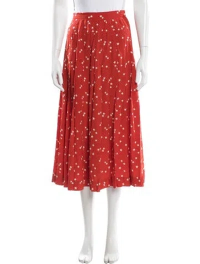 Pre-owned Gloria Sachs Printed Midi Length Skirt In Red