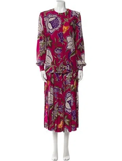 Pre-owned Gloria Sachs Printed Skirt Set In Multi