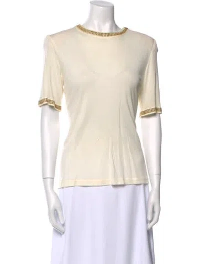 Pre-owned Gloria Sachs Scoop Neck Short Sleeve T-shirt In Neutral