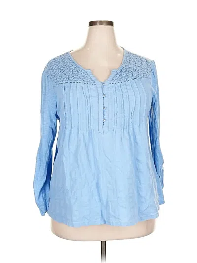 Pre-owned Gloria Vanderbilt 3/4 Sleeve Blouse In Blue