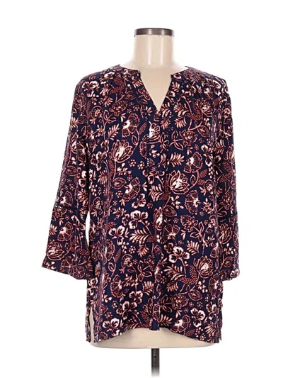 Pre-owned Gloria Vanderbilt 3/4 Sleeve Blouse In Blue