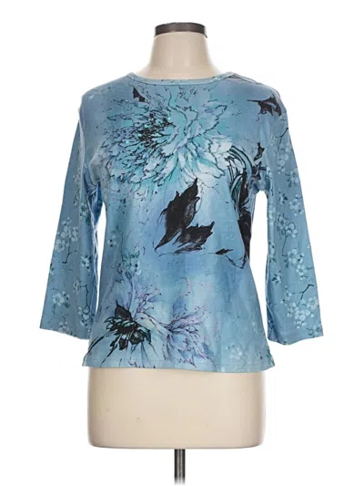 Pre-owned Gloria Vanderbilt 3/4 Sleeve Blouse In Blue