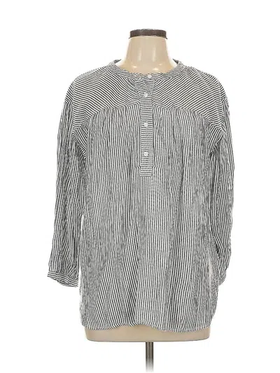 Pre-owned Gloria Vanderbilt 3/4 Sleeve Blouse In Gray