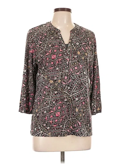 Pre-owned Gloria Vanderbilt 3/4 Sleeve Blouse In Gray
