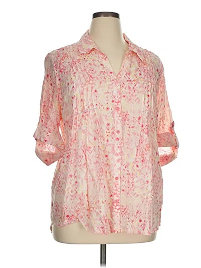 Pre-owned Gloria Vanderbilt 3/4 Sleeve Blouse In Pink