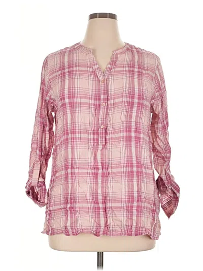 Pre-owned Gloria Vanderbilt 3/4 Sleeve Blouse In Pink