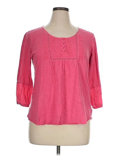 Pre-owned Gloria Vanderbilt 3/4 Sleeve Blouse In Pink