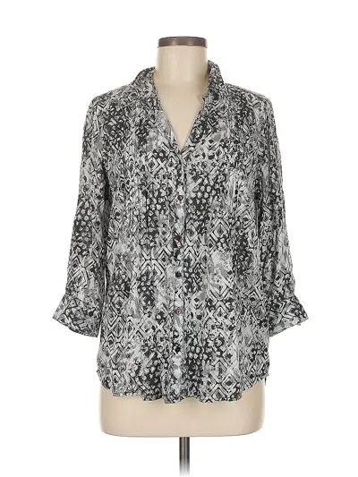 Pre-owned Gloria Vanderbilt 3/4 Sleeve Blouse In Silver