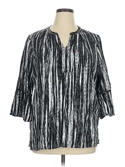 Pre-owned Gloria Vanderbilt 3/4 Sleeve Blouse In Silver