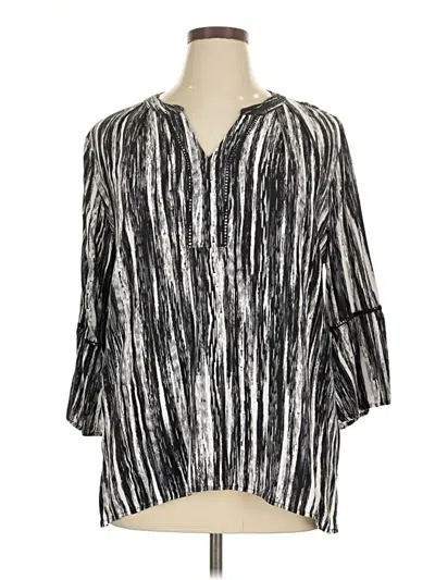Pre-owned Gloria Vanderbilt 3/4 Sleeve Blouse In Silver