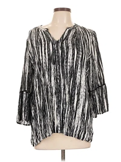 Pre-owned Gloria Vanderbilt 3/4 Sleeve Blouse In Silver
