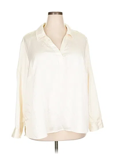 Pre-owned Gloria Vanderbilt 3/4 Sleeve Blouse In White