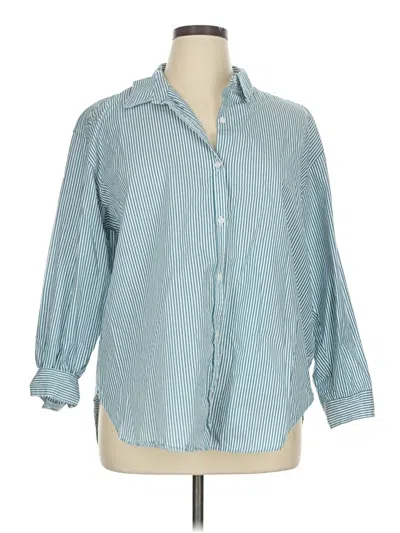 Pre-owned Gloria Vanderbilt 3/4 Sleeve Button Down Shirt In Blue