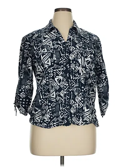 Pre-owned Gloria Vanderbilt 3/4 Sleeve Button Down Shirt In Blue