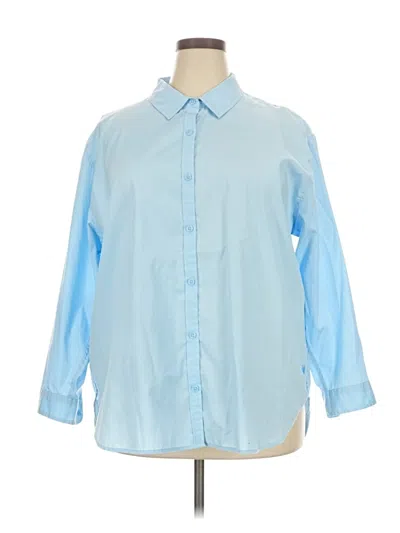 Pre-owned Gloria Vanderbilt 3/4 Sleeve Button Down Shirt In Blue