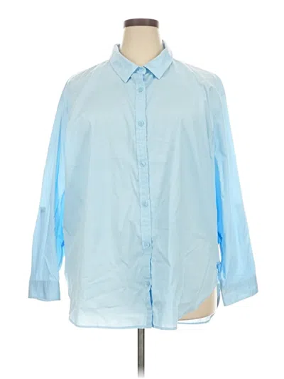 Pre-owned Gloria Vanderbilt 3/4 Sleeve Button Down Shirt In Blue