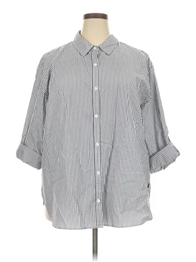 Pre-owned Gloria Vanderbilt 3/4 Sleeve Button Down Shirt In Gray
