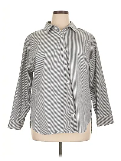 Pre-owned Gloria Vanderbilt 3/4 Sleeve Button Down Shirt In Gray