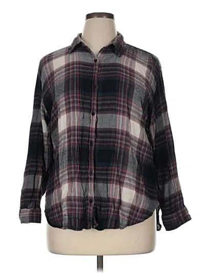 Pre-owned Gloria Vanderbilt 3/4 Sleeve Button Down Shirt In Gray