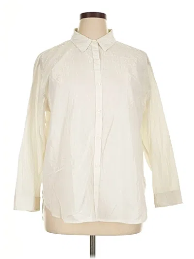 Pre-owned Gloria Vanderbilt 3/4 Sleeve Button Down Shirt In Ivory