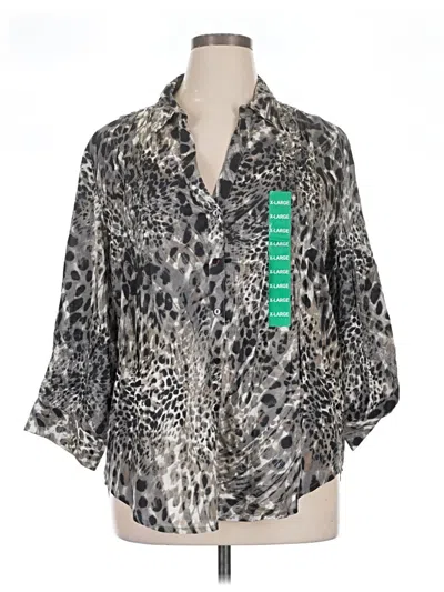 Pre-owned Gloria Vanderbilt 3/4 Sleeve Button Down Shirt In Tan