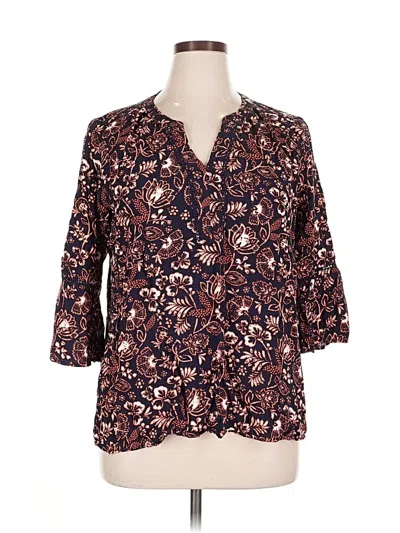 Pre-owned Gloria Vanderbilt 3/4 Sleeve T-shirt In Brown