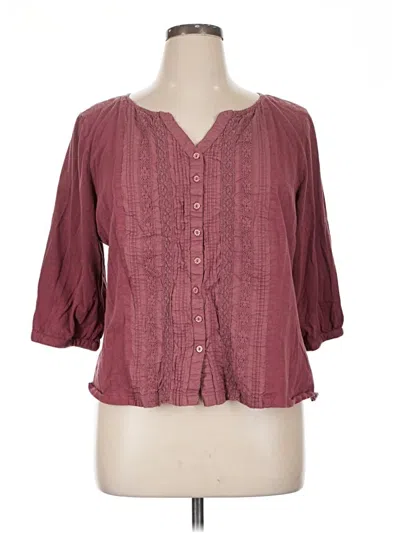 Pre-owned Gloria Vanderbilt 3/4 Sleeve T-shirt In Burgundy