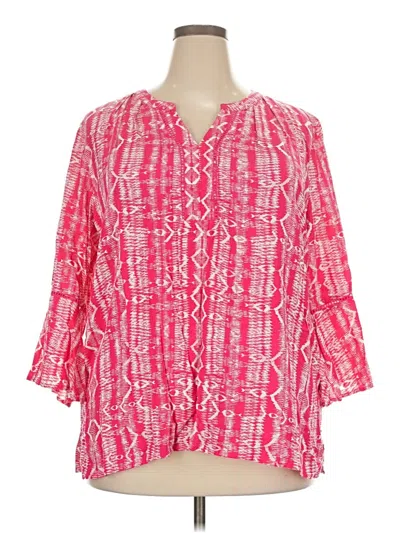 Pre-owned Gloria Vanderbilt 3/4 Sleeve T-shirt In Pink