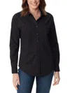 Gloria Vanderbilt Amanda Womens Collared Fitted Button-down Top In Black