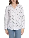 Gloria Vanderbilt Amanda Womens Cotton Blend Polka Dot Button-down Top In White