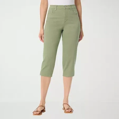 Gloria Vanderbilt Amanda Womens High Rise Stretch Fabric Capri Jean In Green