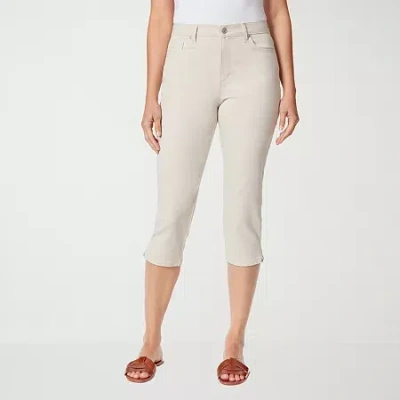 Gloria Vanderbilt Amanda Womens High Rise Stretch Fabric Capri Jean In Neutral
