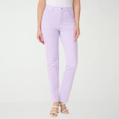 Gloria Vanderbilt Amanda Womens High Rise Stretch Fabric Slim Fit Tapered Leg Jean In Purple