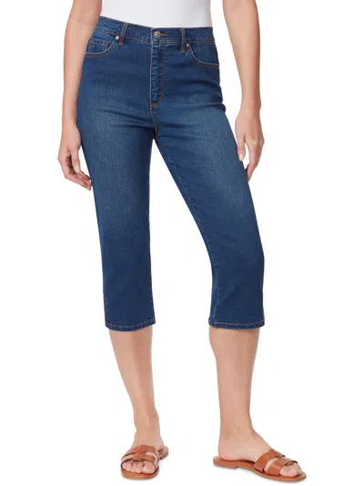 Gloria Vanderbilt Amanda Womens Knit Denim Capri Jeans In Blue
