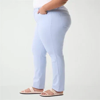 Gloria Vanderbilt Amanda Womens Plus High Rise Stretch Fabric Straight Leg Jean In Blue