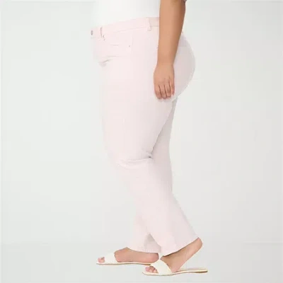 Gloria Vanderbilt Amanda Womens Plus High Rise Stretch Fabric Straight Leg Jean In Pink