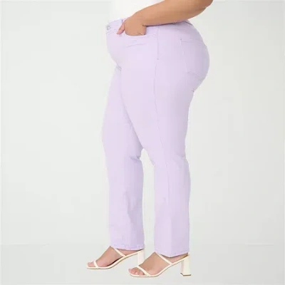 Gloria Vanderbilt Amanda Womens Plus High Rise Stretch Fabric Straight Leg Jean In Purple