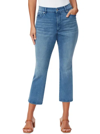 Gloria Vanderbilt Chrissie Womens High Rise Cropped Flare Jeans In Blue