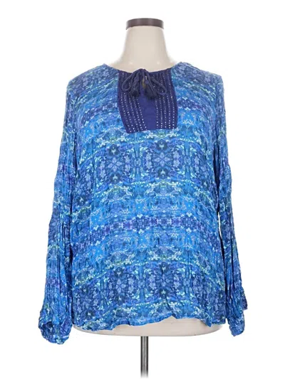 Pre-owned Gloria Vanderbilt Long Sleeve Blouse In Blue